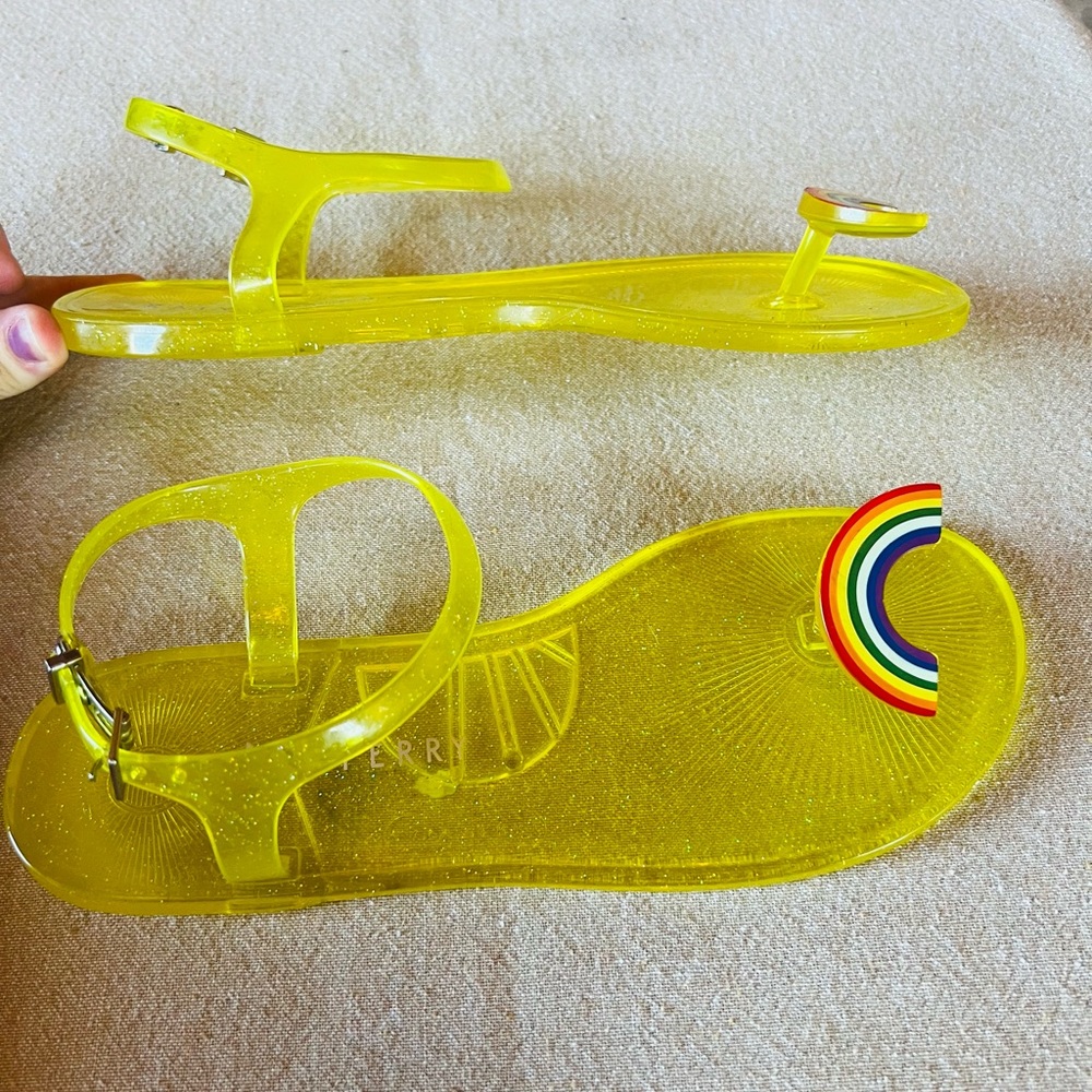 Katy Perry Collections Yellow Jelly Toe-Ring Sandal with Rainbow Detail - Picture 6 of 11